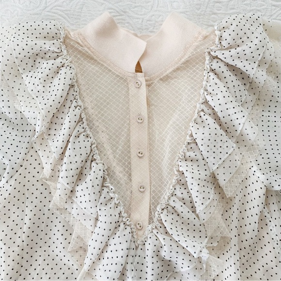 We are HAH Heavy Necking Polka Dot‎ Lace Ruffle Mini Dress - Picture 5 of 10